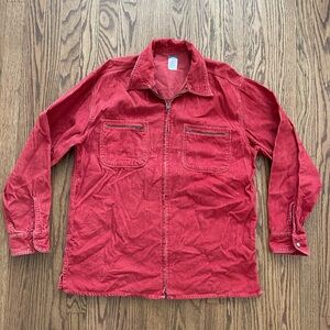 Vtg Old Navy Men’s Corduroy Shacket Zippered Shirt Cotton Medium Y2K Rust Orange